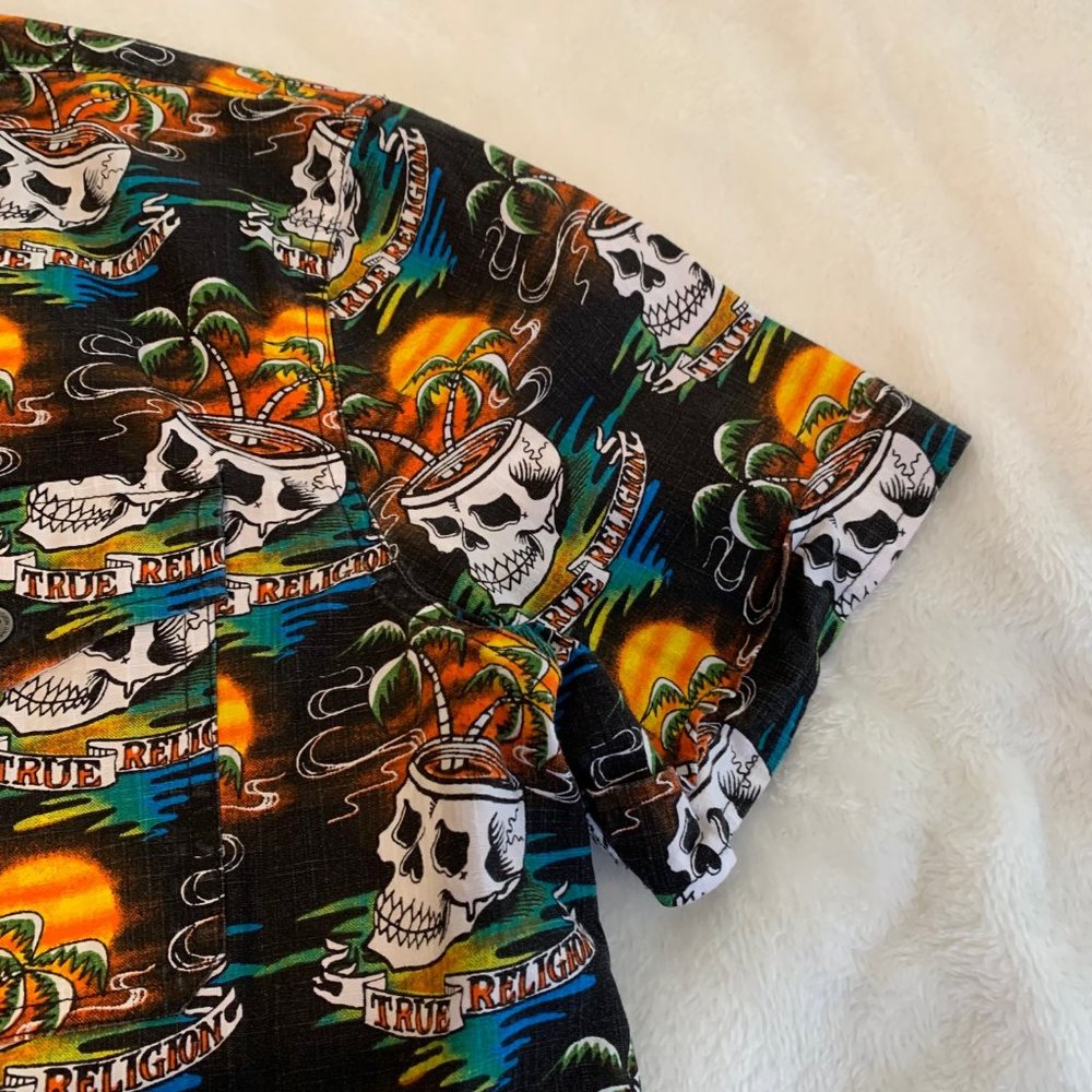 True Religion Button Down Skull and Palms Shirt Size 2XL - Picture 5 of 11